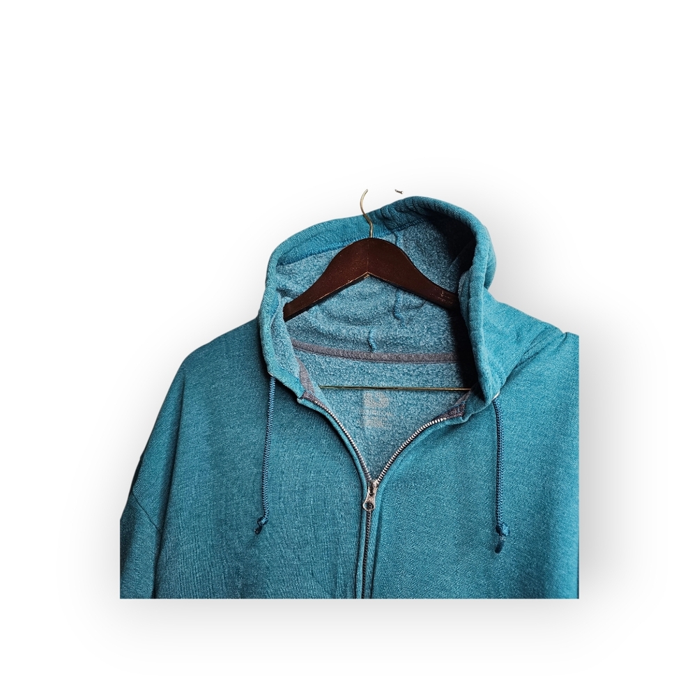Fruit of the Loom Teal Zip Up Hoodie Sweatshirt XXL - Picture 3 of 5